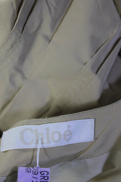Chloe Womens Short Sleeves Half Zipper Romper Khaki Beige Size EUR 36