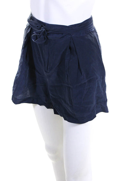 Joie Womens Silk Georgette Mid-Rise Belted Dress Shorts Midnight Blue Size 6