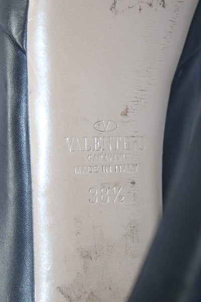 Valentino Garavani Womens Leather Almond Toe Platform Pumps Black Size 8.5US
