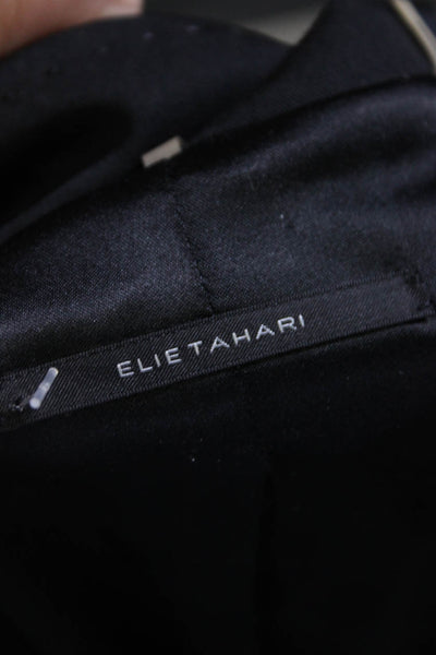 Elie Tahari Womens Wool V-Neck Notch Collar One Butt Blazer Black Size 6