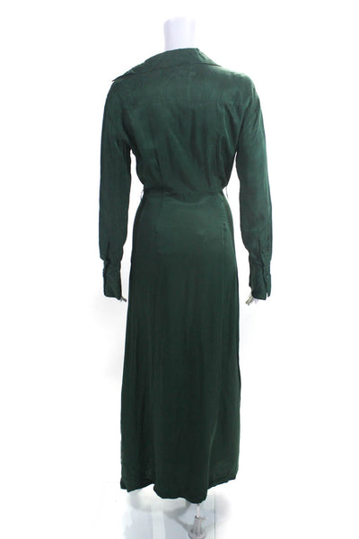 Nicholas Womens Collared V-Neck Long Sleeve Side Zip Maxi Dress Green Size 2