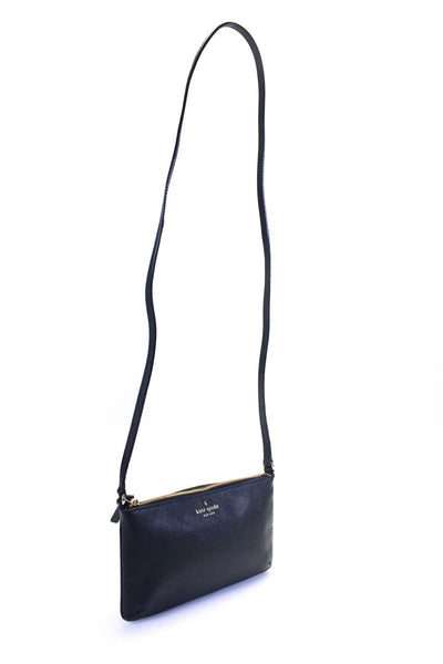 Kate Spade Womens Pressed Leather Zip Top Rectangular Crossbody Black Handbag