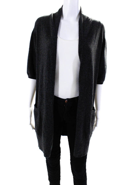 Vince Women's Short Sleeves Open Front Cardigan Sweater Gray Size XS