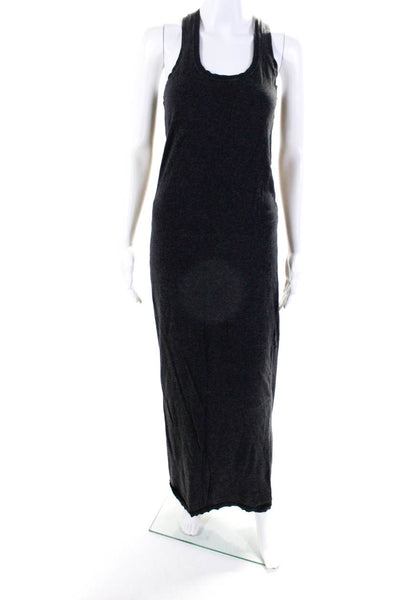Vince Women's Scoop Neck Sleeveless Cotton Maxi Dress Gray Size S