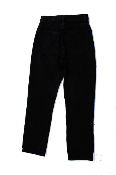 Reformation Women's High Waist Button Fly Straight Leg Pant Black Size 24 P