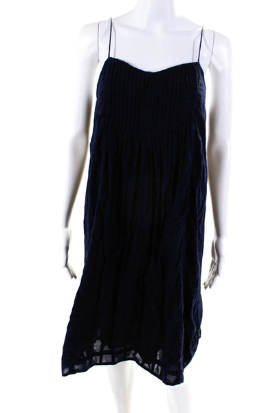 J Crew Womens Spaghetti Strap Pleated Tank Shift Short Dress Dark Blue Size 2