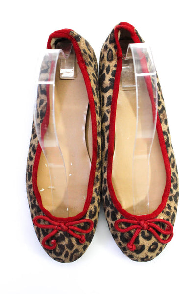 Kelsi Dagger Brooklyn Women's Round Toe Bow Animal Print Flat Shoe Size 7