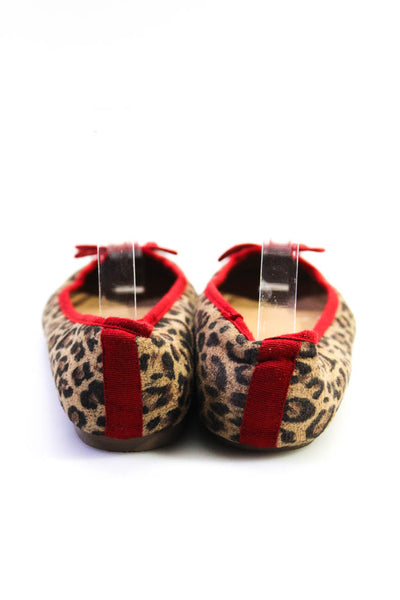Kelsi Dagger Brooklyn Women's Round Toe Bow Animal Print Flat Shoe Size 7