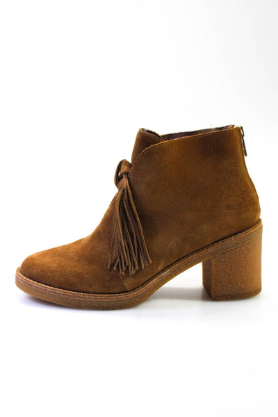 UGG Australia Womens Suede Fringe Tassel Corin Ankle Boots Brown Size 7.5
