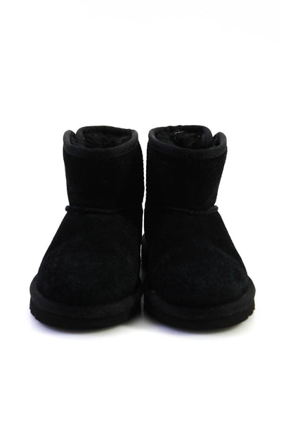 Ugg Girls Solid Black Joan Suede Toddler Ankle Boots Shoes Size 11