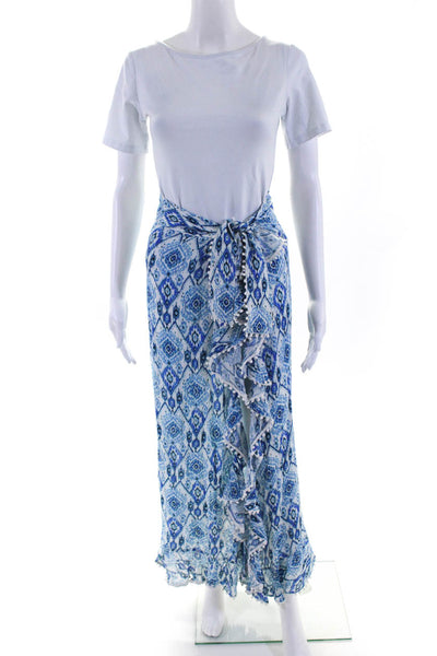 Playa Lucila Women's Tassel Wrap Maxi Skirt Blue Size S