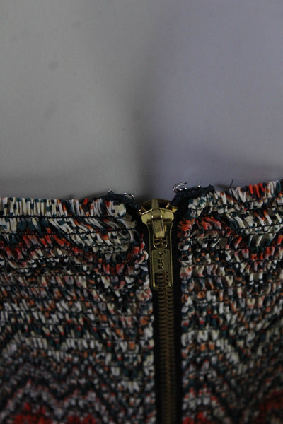 Parker Womens Silk Geometric Print zip Up Strapless Mini Dress Multicolor Size L