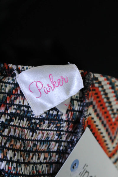 Parker Womens Silk Geometric Print zip Up Strapless Mini Dress Multicolor Size L