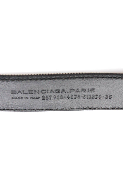 Balenciaga Paris Womens Leather Trim Belt Black Blue Size Small
