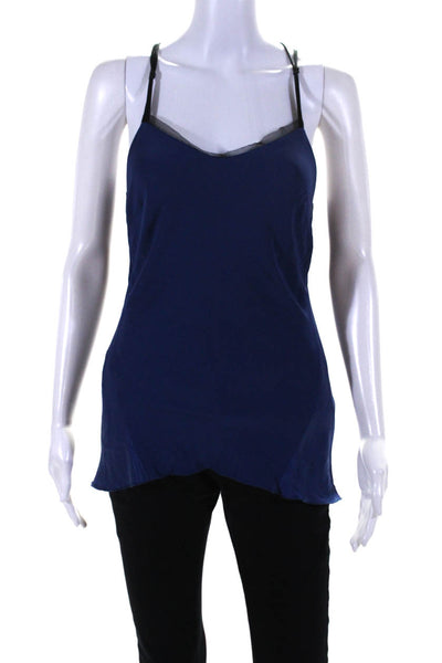 Rag & Bone Womens Spaghetti Strap Crossed Back Tank Blouse  Blue Black Size S