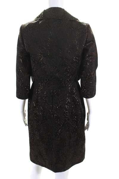 Carmen Marc Valvo Womens Cropped Beaded Dress Suit Brown Cotton Size 6