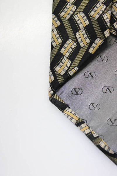 Valentino Cravatte Mens Satin Novelty Printed Classic Neck Tie Black Size OS