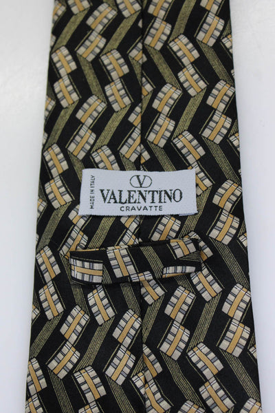Valentino Cravatte Mens Satin Novelty Printed Classic Neck Tie Black Size OS