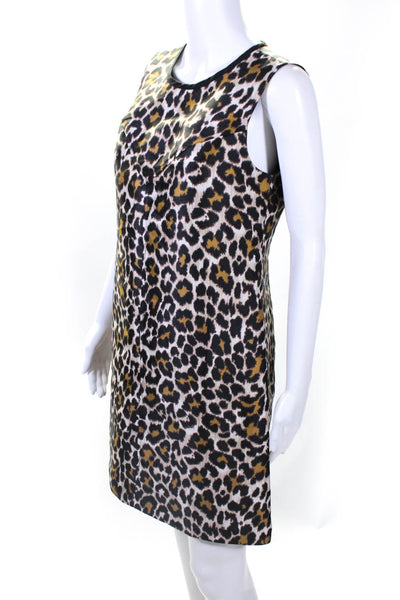 J Crew Womens Animal Print Back Zipped Sleeveless Darted Midi Dress Brown Size 4