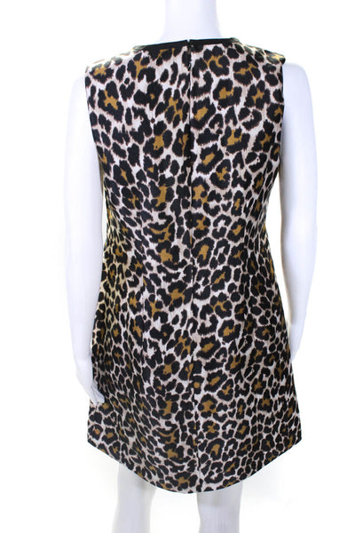 J Crew Womens Animal Print Back Zipped Sleeveless Darted Midi Dress Brown Size 4