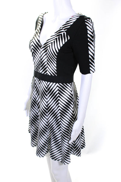 Betsey Johnson Womens Pleated Striped 3/4 Sleeve Empire Waist Dress Black Size 4