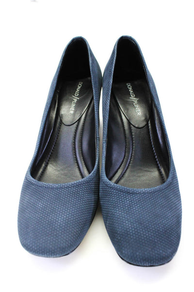 Donald J Pliner Womens Textured Round Toe Block Heels Pumps Blue Size 8.5