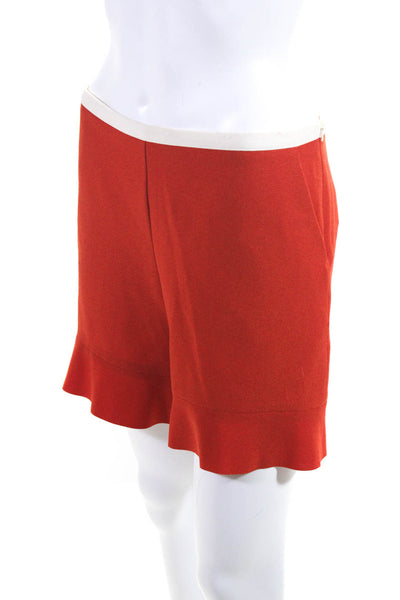 See by Chloe Women's High Rise Ruffle Hem Shorts Red Size 38