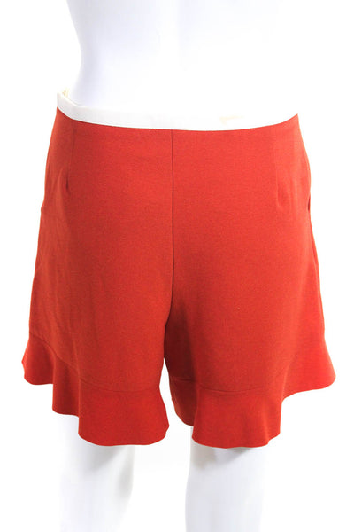 See by Chloe Women's High Rise Ruffle Hem Shorts Red Size 38