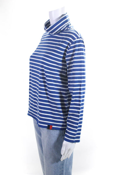 Kule Women's Cotton Striped Long Sleeve Turtleneck Sweater Blue Size M
