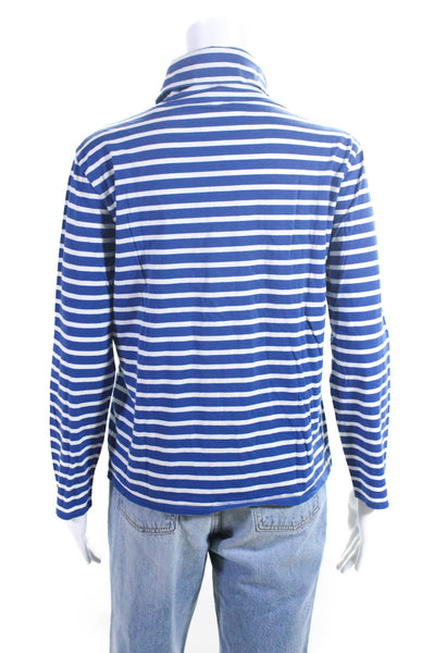 Kule Women's Cotton Striped Long Sleeve Turtleneck Sweater Blue Size M