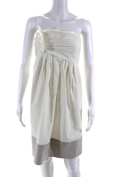 Vera Wang Lavender Label Womens Strapless High Waist Dress White Cotton Size 6