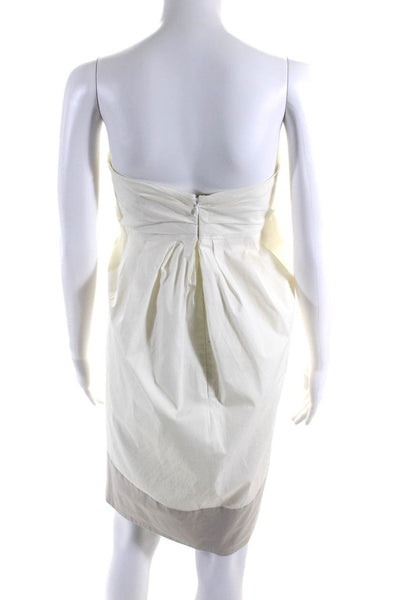 Vera Wang Lavender Label Womens Strapless High Waist Dress White Cotton Size 6