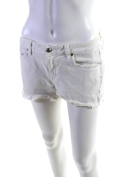 10 Crosby Derek Lam Womens Cotton Button Closure Cut Off Shorts White Size 26