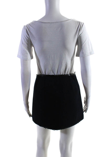 Balenciaga Paris Womens Wool Silk Asymmetric Above Knee A-Line Skirt Navy Size34