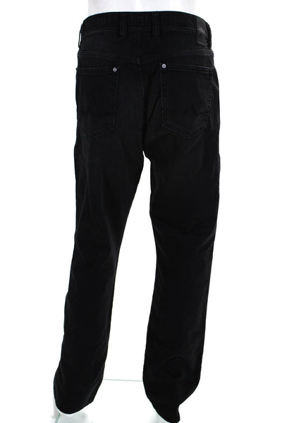 Alberto Mens Denim Mid Rise Zip Up Straight Leg Jeans Pants Black Size 35/34