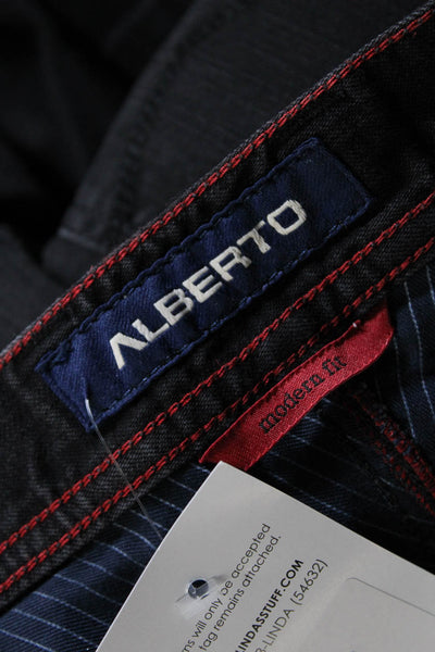 Alberto Mens Denim Mid Rise Zip Up Straight Leg Jeans Pants Black Size 35/34