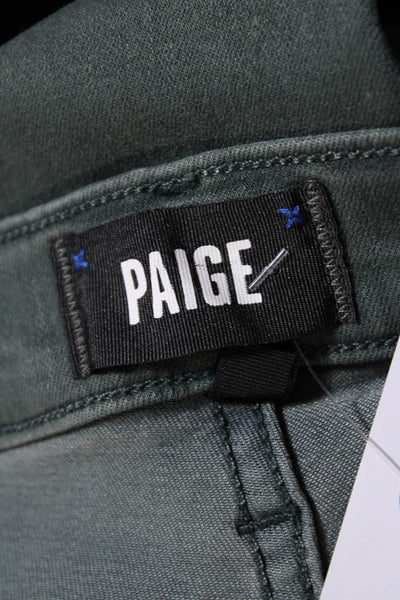 Paige Mens Denim Mid Rise Zip Up Straight Leg Pants Jeans Green Size 34