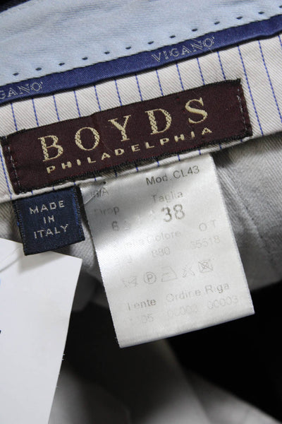 Boyds Mens Wool Mid Rise Flat Front Straight Leg Dress Pants Navy Blue Size 38