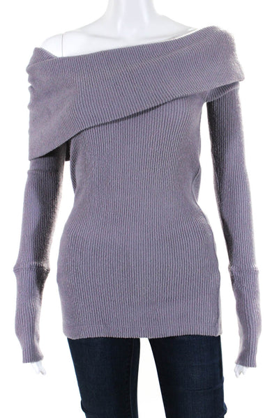 We The Free Womens Ribbed Long Sleeves Turtleneck Sweater Purple Size Medium