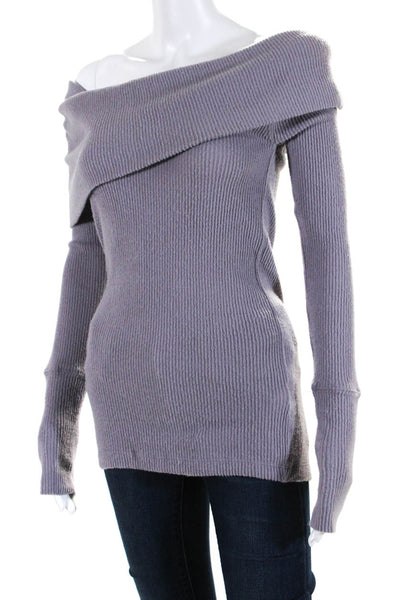 We The Free Womens Ribbed Long Sleeves Turtleneck Sweater Purple Size Medium