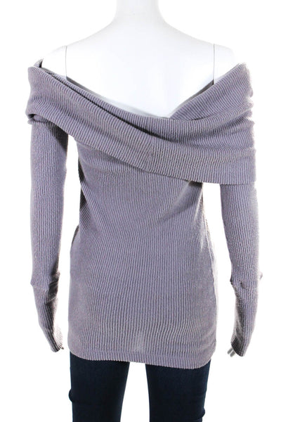 We The Free Womens Ribbed Long Sleeves Turtleneck Sweater Purple Size Medium