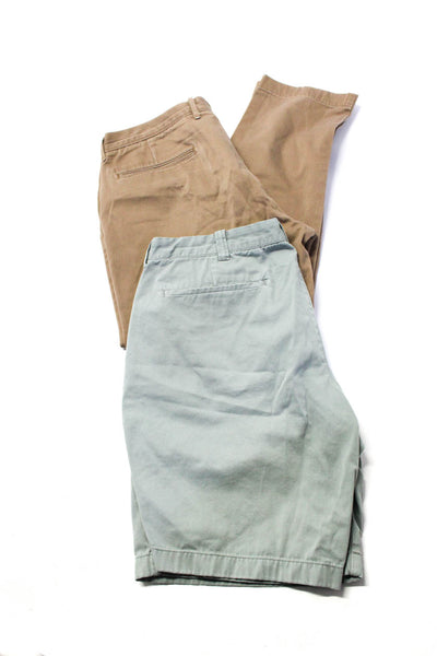 J Crew Mens Twill Chino Shorts Casual Pants Trousers Green Brown Size 34 Lot 2