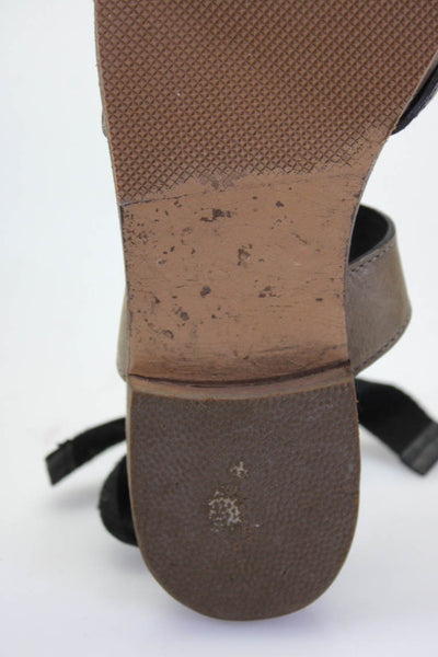 Sarah Flint Womens Open-Toe Thong Lace Up Low Slides Sandals  Black Size 7