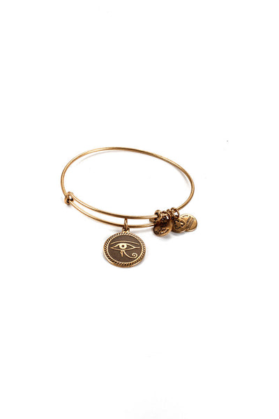 Alex and Ani Womens Gold Tone Slide On  Eye Of Horus Bangle Bracelets Lot 2