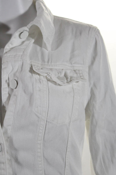 J Brand Womens Denim Button Down Slim Fit Jacket Pure White Cotton Size Small