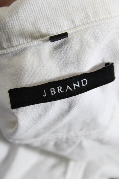 J Brand Womens Denim Button Down Slim Fit Jacket Pure White Cotton Size Small