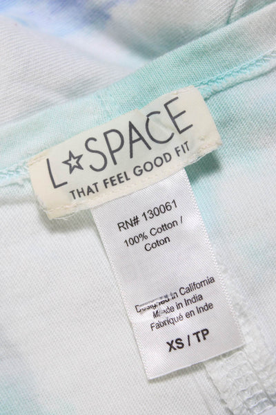 L Space Womens Tie Dye Print Shirt Dress Blue Green Size Extra Small