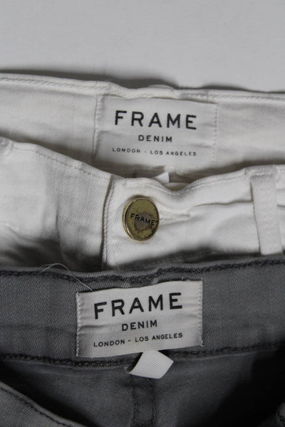 Frame Denim Womens Cotton Denim Cropped Skinny Jeans White Gray Size 25 26 Lot 2