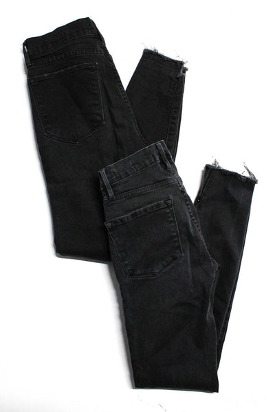 Frame Denim Womens Cotton Denim Distressed Skinny Jeans Black Size 26 25 Lot 2