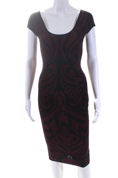 Torn by Ronny Kobo Womens Red Black Printed Sleeveless Bodycon Dress Size M